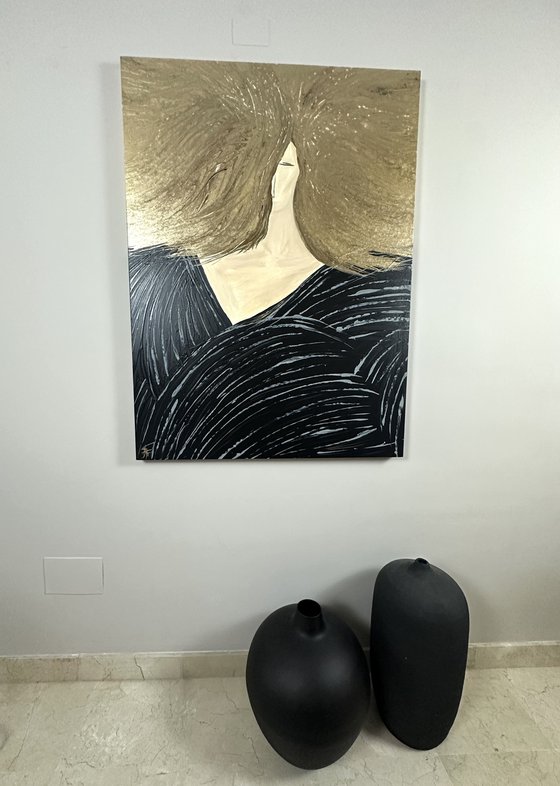 "Doree " - Gold Figurative Portrait