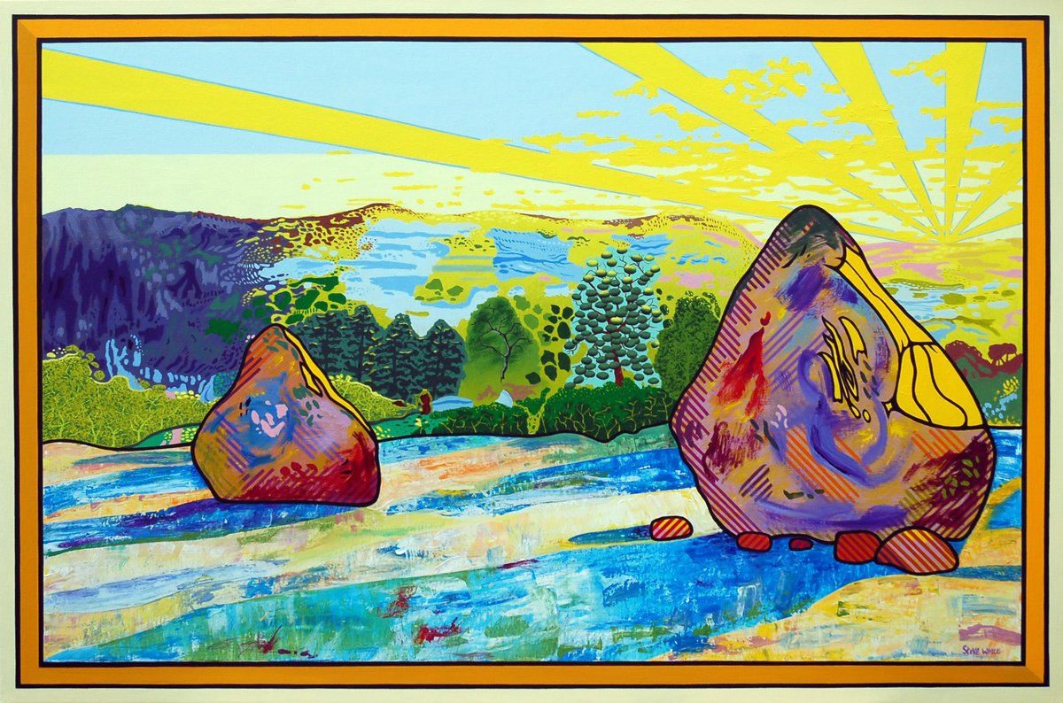 Impressionistic Landscape Acrylic Painting By Steve White, 47 X 31", Monet