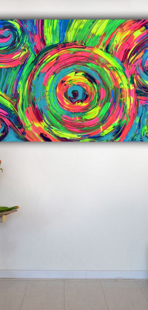 Gypsy Dance 6 - 150x60 cm - Big Painting XXXL - Large Abstract, Supersized Painting - Ready to Hang, Hotel Wall Decor by Soos Tiberiu