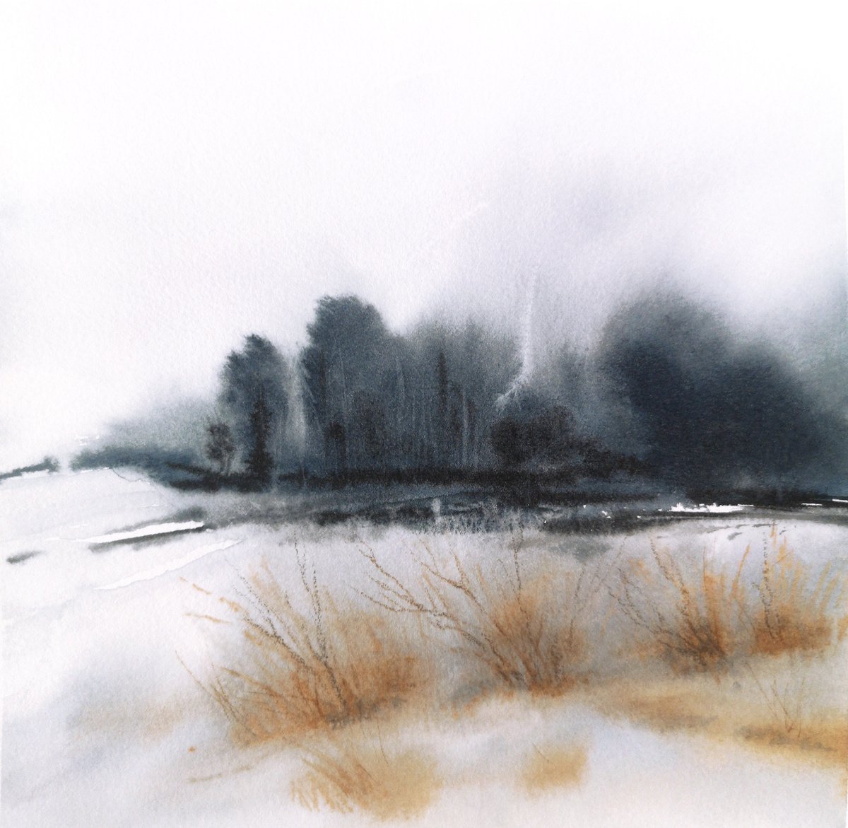 Minimalist winter landscape by Olga Grigo