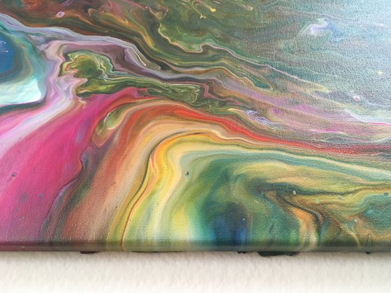 "The Road To Enlightenment" - Original PMS Abstract Diptych Fluid Acrylic Paintings On Canvas - 40" x 16"