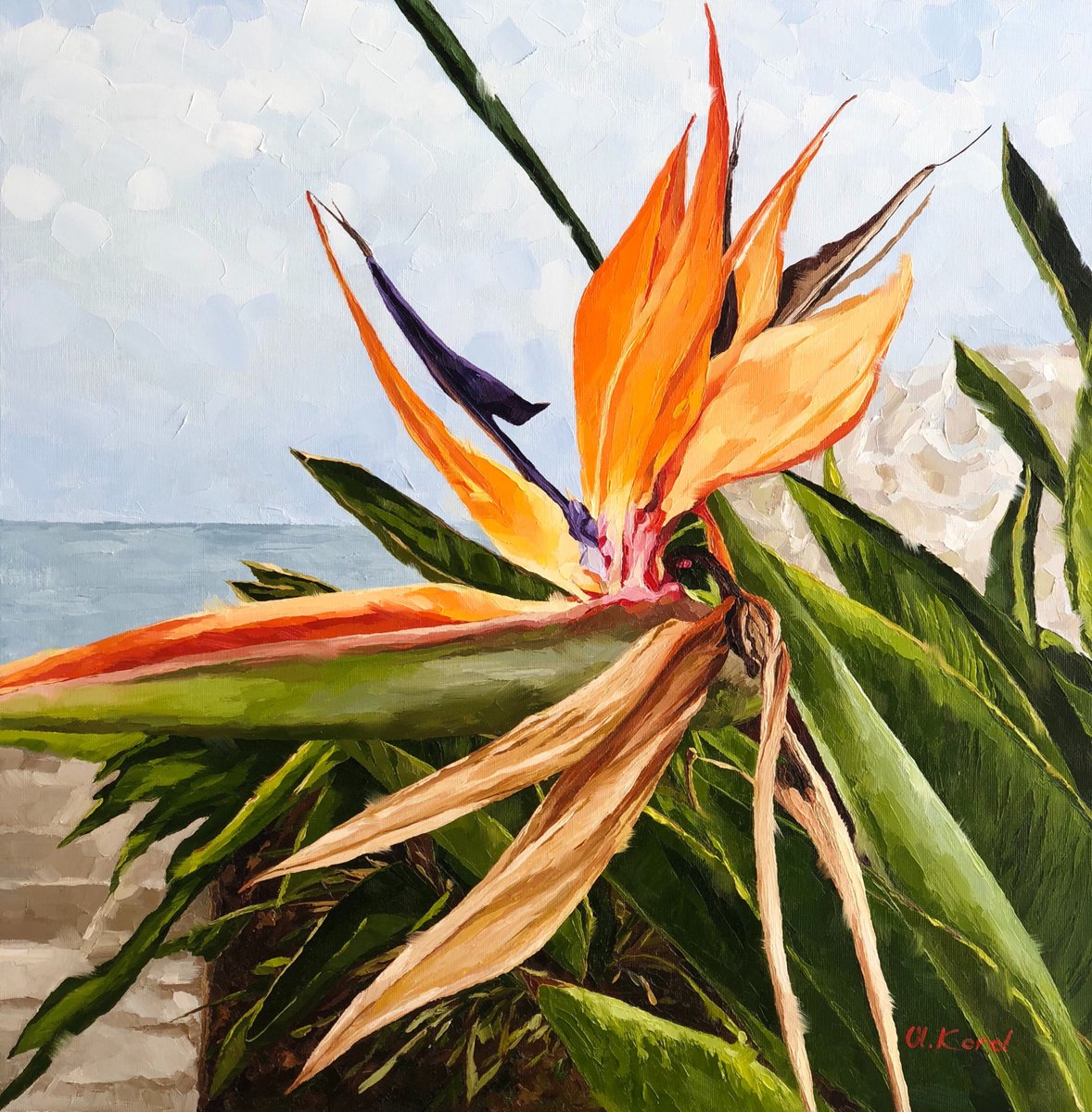 Photorealistic Botanical Oil Painting By Ulyana Korol, 24 X 24", Lost In Paradise, Original Artwork