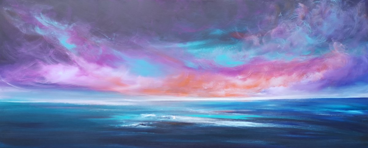 Magenta Hues, Sea & Sky 6 - seascape, emotional, panoramic by Mel Graham