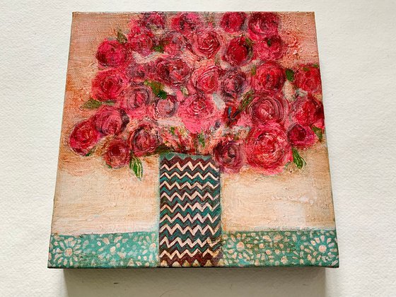 Vintage Pink Roses, floral, flowers, 25x25cm