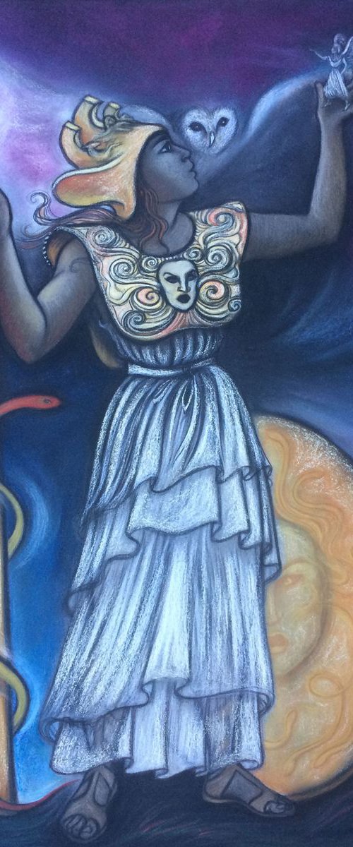 Athena - Greek Warrior Goddess; large pastel by Phyllis Mahon