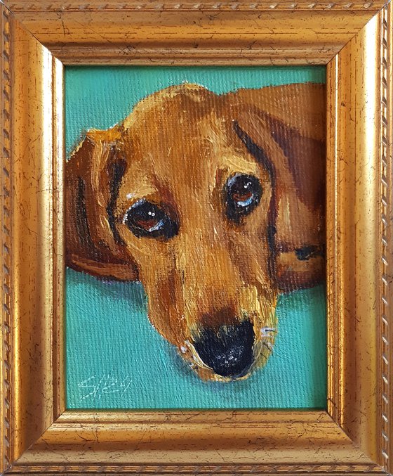 Dog 03.24 / framed / FROM MY A SERIES OF MINI WORKS DOGS/ ORIGINAL PAINTING