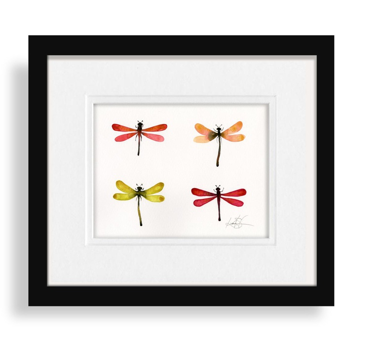 Four Dragonflies Abstract Dragonfly Watercolor Artfinder