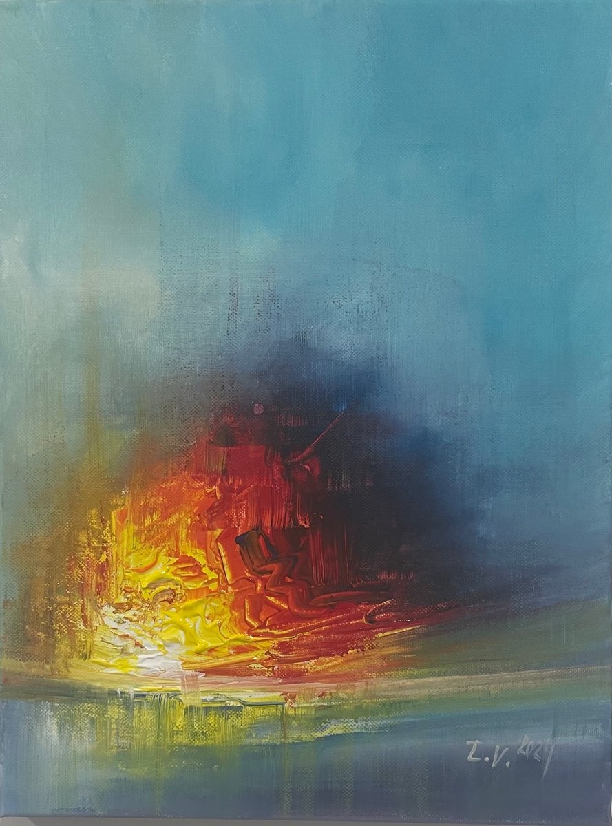 Impressionistic Landscape Acrylic Painting By Timea Valsami, 12 X 16", Serene Motion, Original Artwork