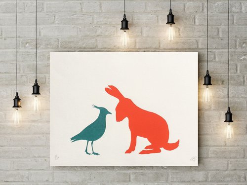 LAPWING AND HARE-unframed-FREE UK DELIVERY by Emma Evans-Freke