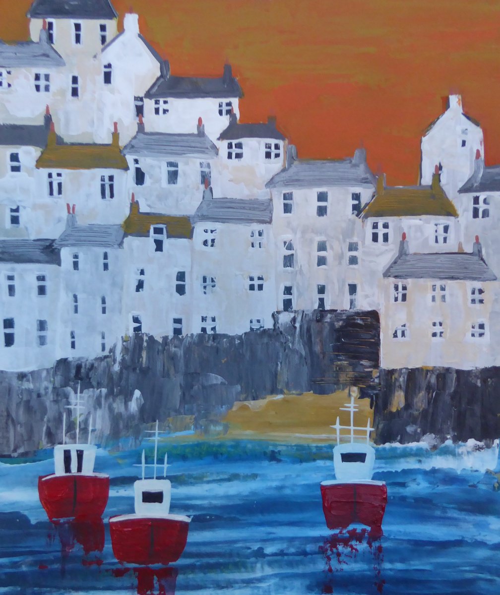 Acrylic Painting , Harbour Colours By Elaine Allender, 12 X 16, Artwork For Sale On Artfinder