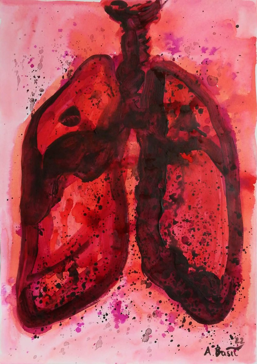 Expressive Still Life Painting By Aleksandar Basic, 12 X 17, Red, Black And Purple, Original Artwork