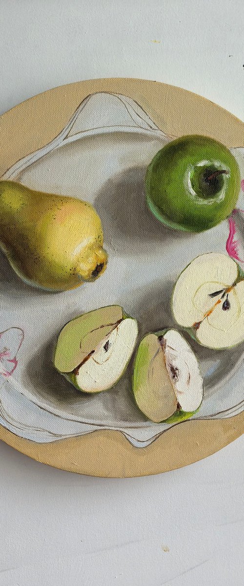 Pear and apple fruit still life by Leyla Demir