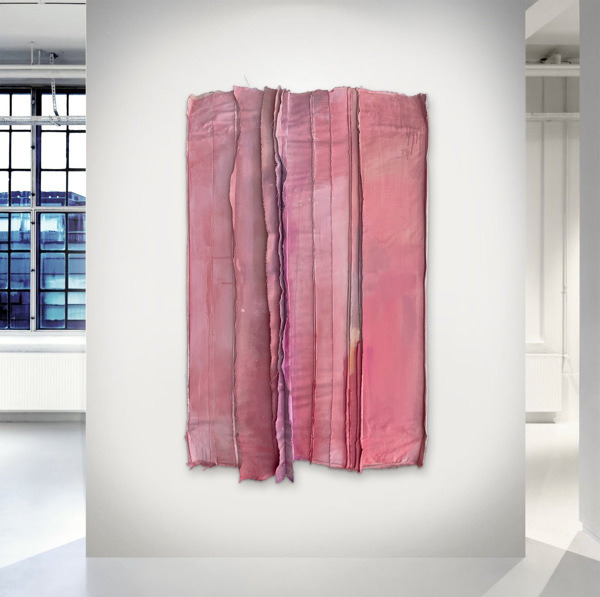 Geometric Abstract Painting By Stacey Warnix, 37 X 57", Good Morning Kiss, Original Artwork