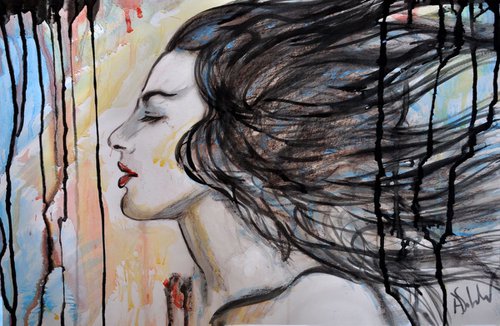 Windy - Girl in Profile by Alex Solodov