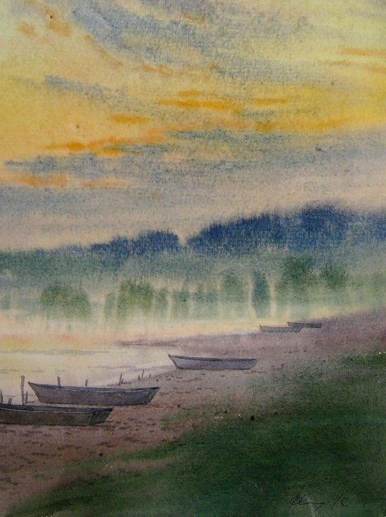 Evening. Boats