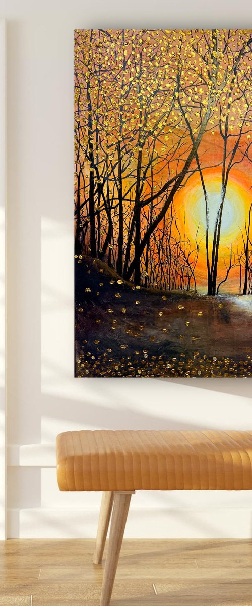 Sunset in the forest by Henrieta Angel