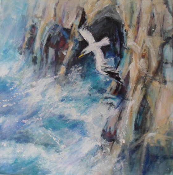 Bempton cliffs & gannet, near Flamborough Head, Yorkshire