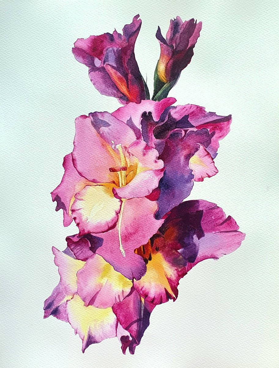 Photorealistic Botanical Watercolour By Sonata Art, 16 X 20", Watercolor Floral Tender Soul, Original Artwork