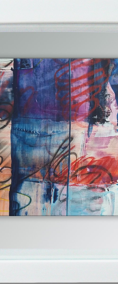 Framed ready to hang original abstract  - Graffiti #3 by Carolynne Coulson