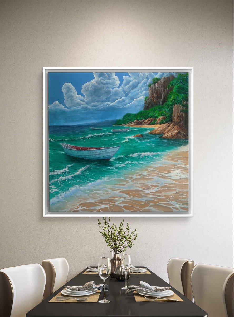 Photorealistic Landscape Oil Painting By Artem _Ar.ko, 39 X 39, Before The Rain, Original Artwork