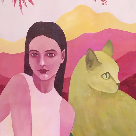 Girl with a yellow cat