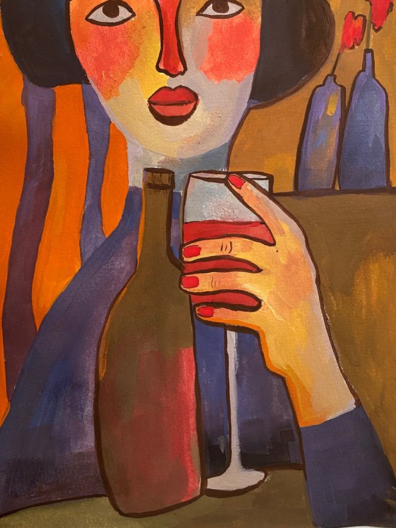 The girl with wine