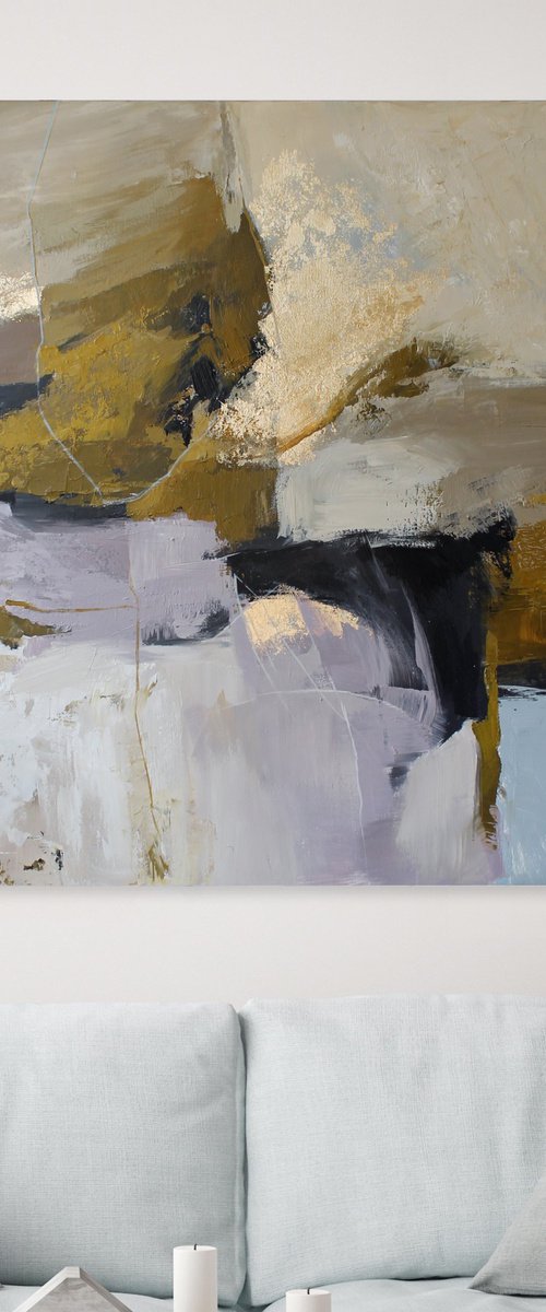 "Cape" Abstract licak beige brown art by Yana Sagan