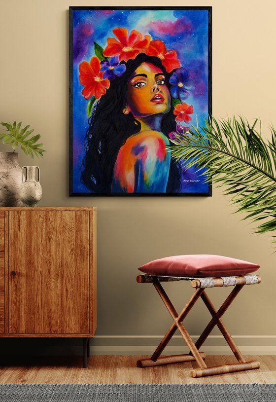 She Blooms in Starlight - Woman Portrait