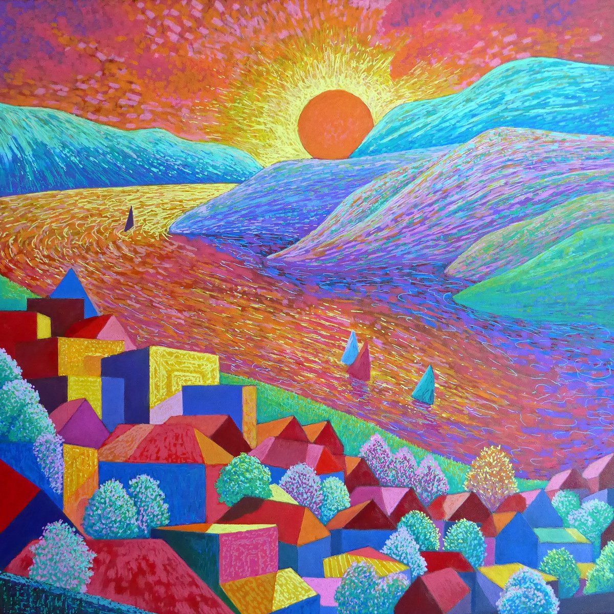  Returning Home At Sunset By Stephen Conroy, 24 X 24, Artwork For Sale On Artfinder