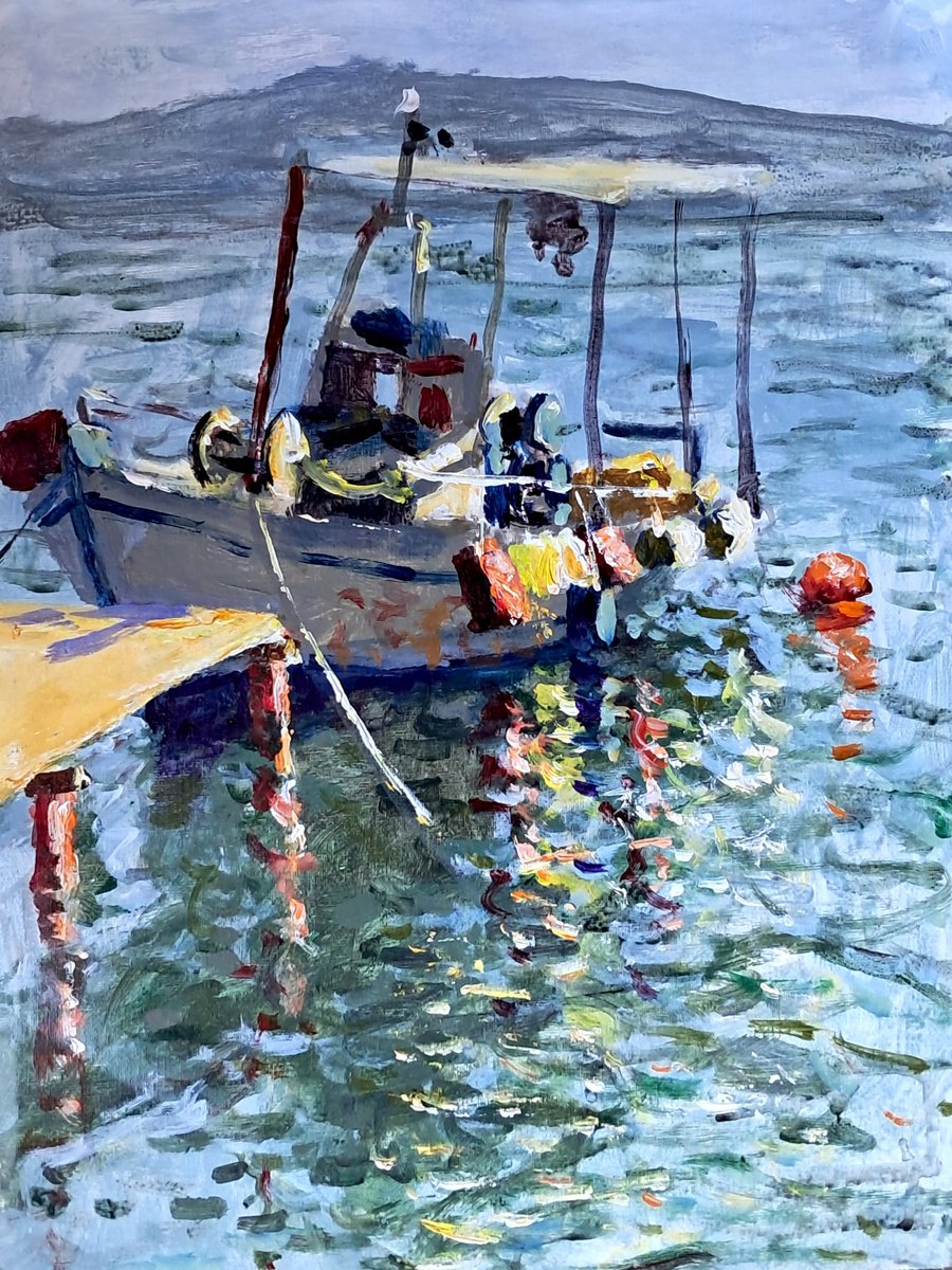  Fishing Boat By Dimitris Voyiazoglou, 16 X 20, Artwork For Sale On Artfinder