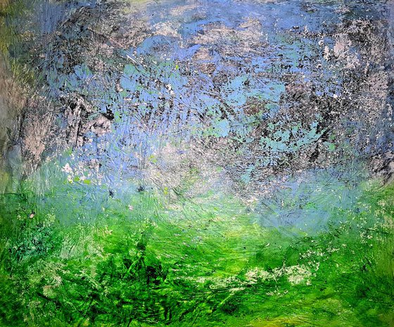 Walking with my uncle (n.265) - 90 x 75 x 2,50 cm - ready to hang - acrylic painting on stretched canvas