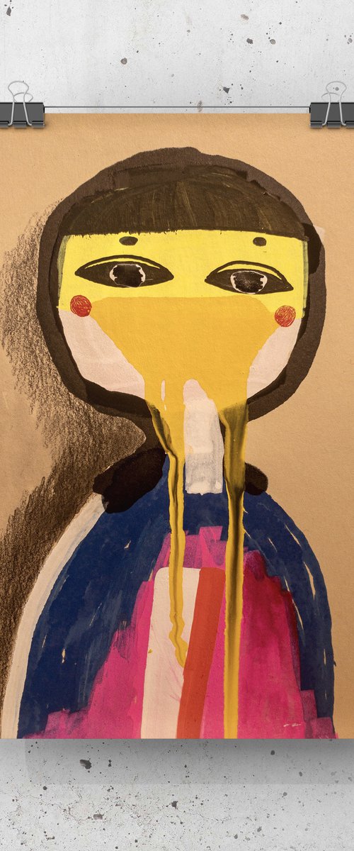 Untitled surrealism mixed media on paper by Ulugbek Doschanov