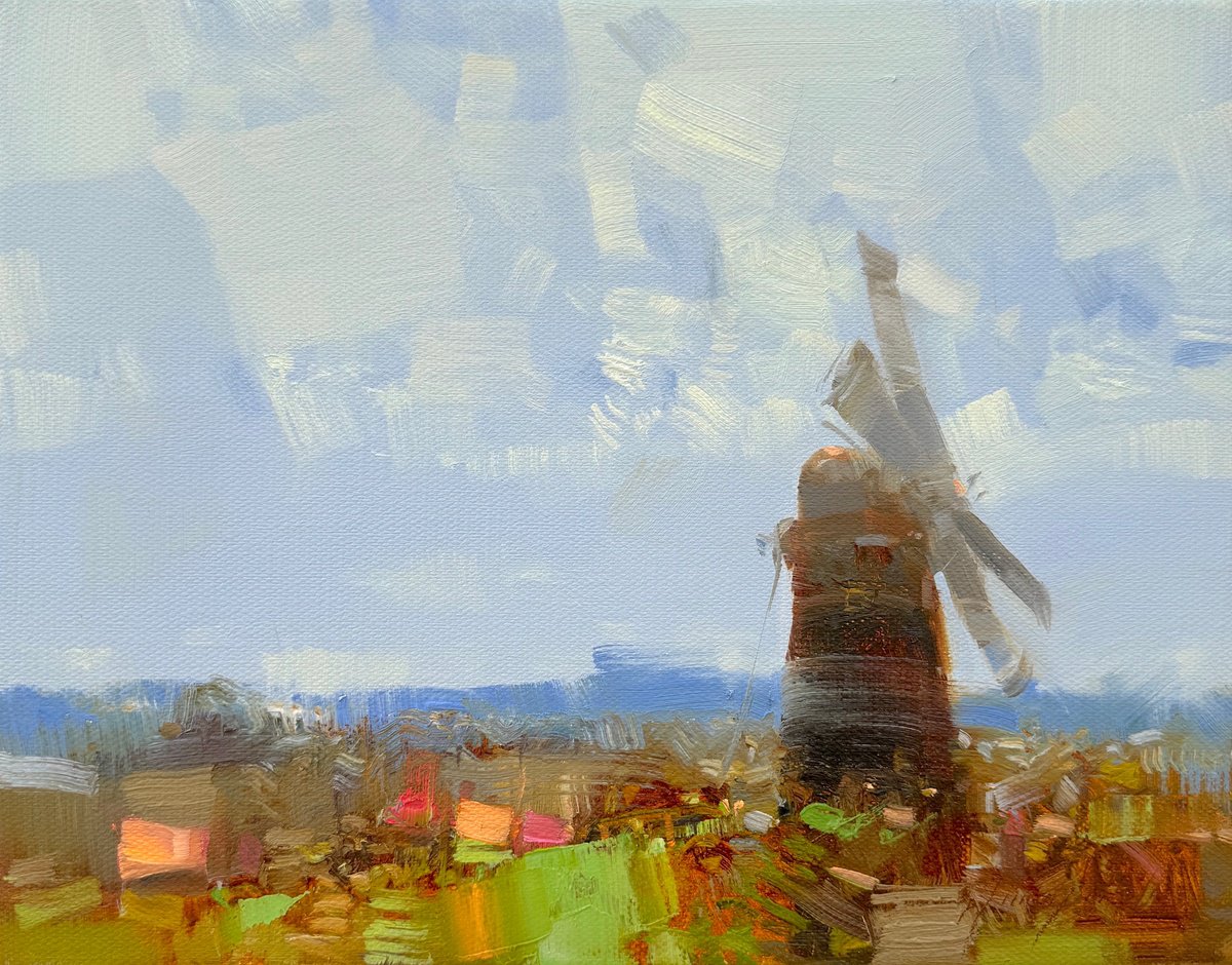 Impressionistic Landscape Oil Painting By Vahe Yeremyan, 14 X 11", Old Mill, Original Artwork