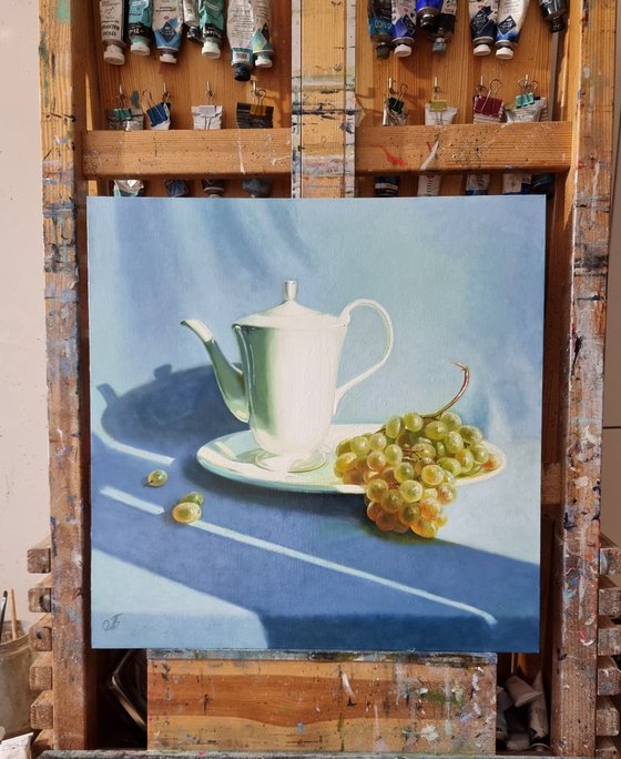 "Morning still life with grapes."   still life  liGHt original painting  GIFT (2022)