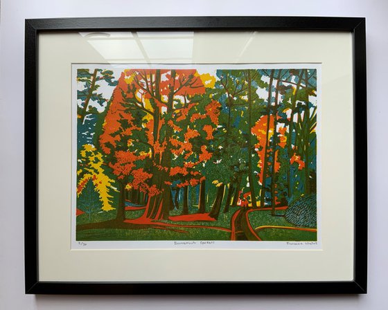 Bournemouth Gardens, signed original linocut print, one of an edition of 30