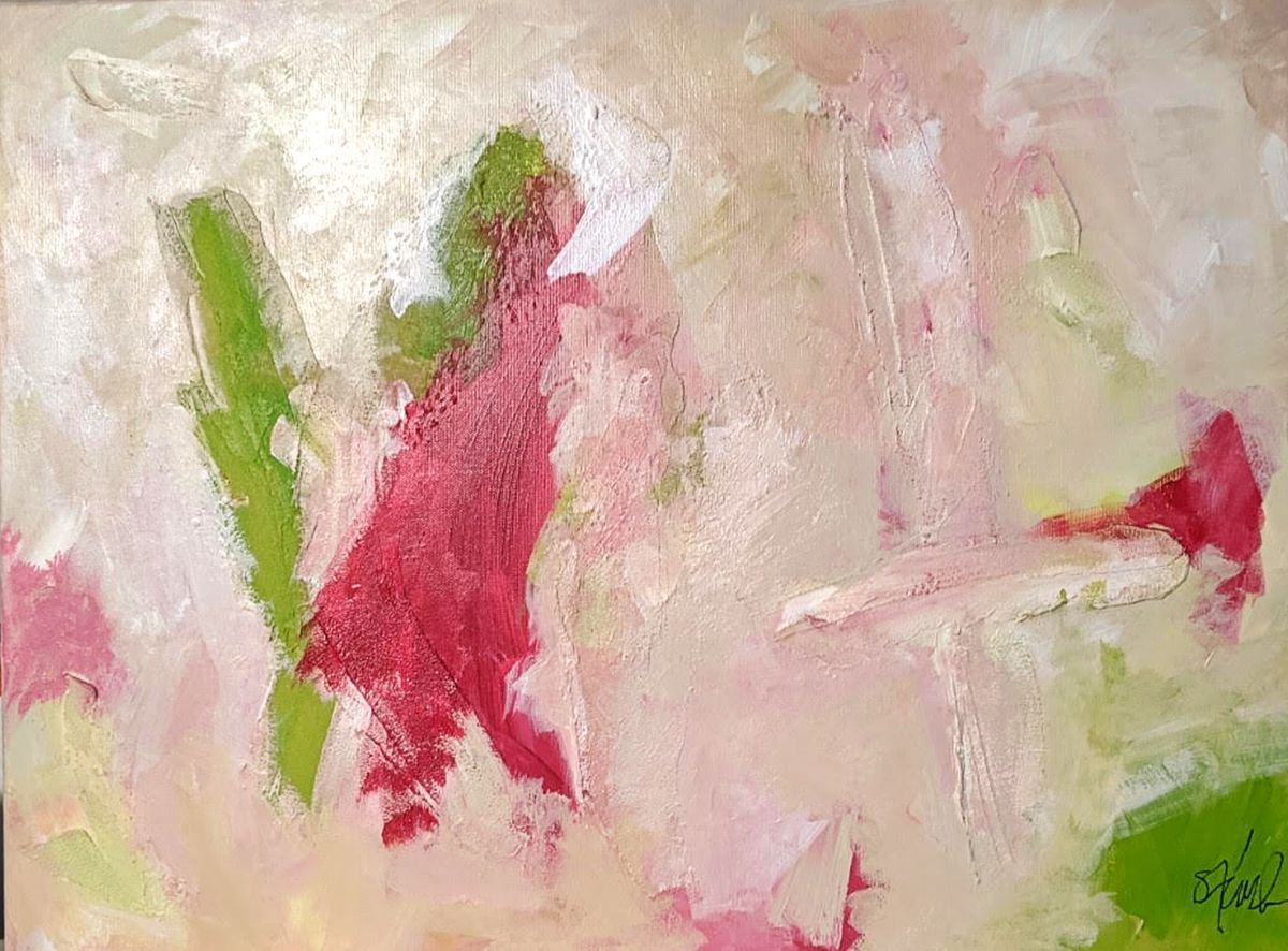 Expressive Abstract Painting By Shelli Finch, 24 X 18", Gaining Traction, Original Artwork