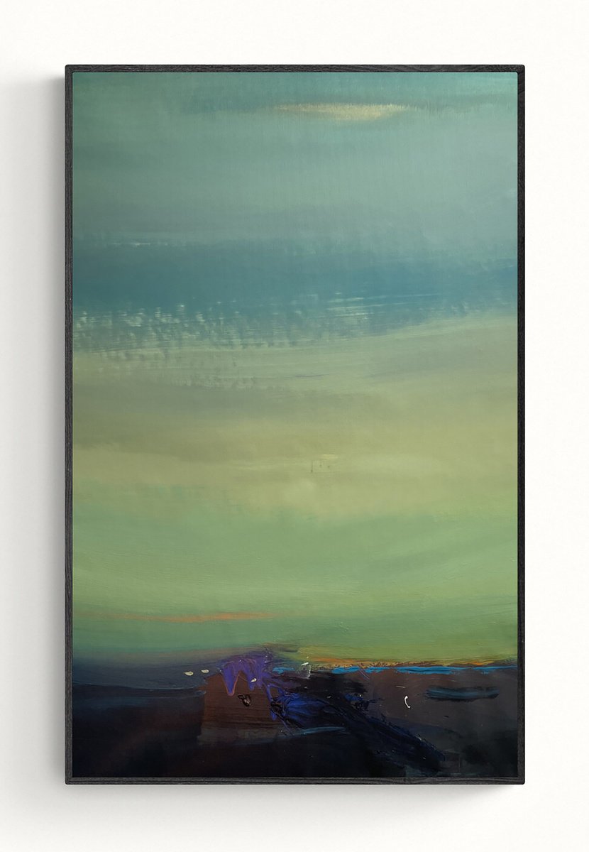 Abstract Landscape Acrylic Painting By Nazarii Medvid, 24 X 37", Depth Of Nature 256, Original Artwork