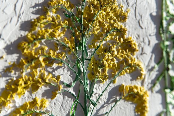 Goldenrod mixed media relief painting