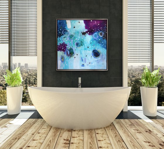 C'est écrit dans le ciel - Original abstract painting on canvas - Ready to hang