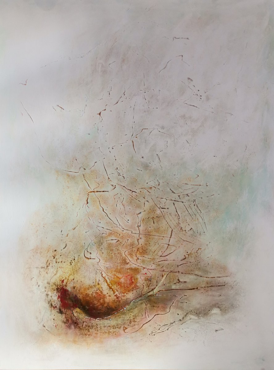 Organic Abstract Acrylic Painting By Doris Duschelbauer, 38 X 51, Rising Up, Original Artwork