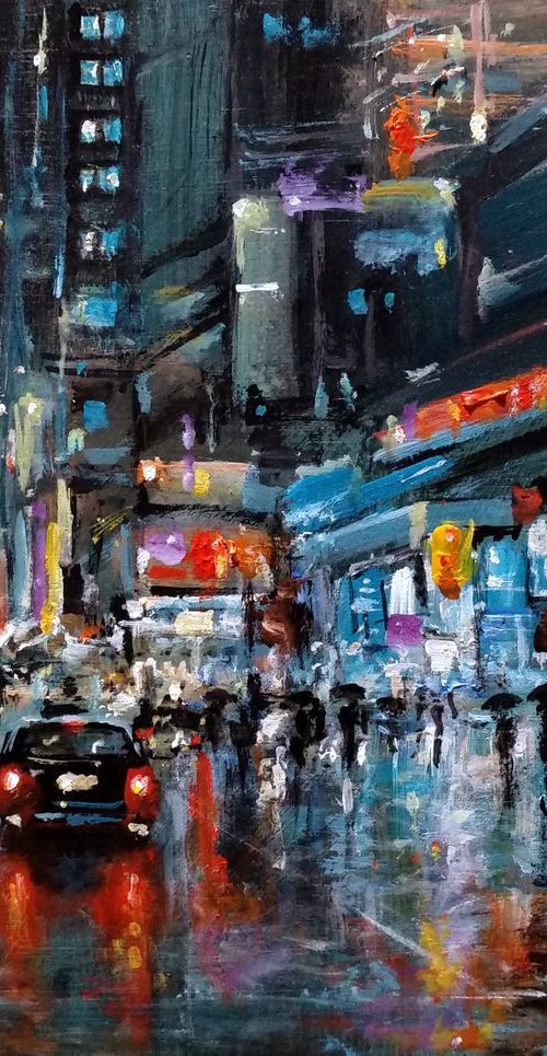 New York City walking in the rain by Vishalandra Dakur