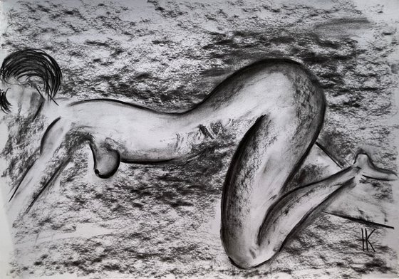 Woman Nude Charcoal Art