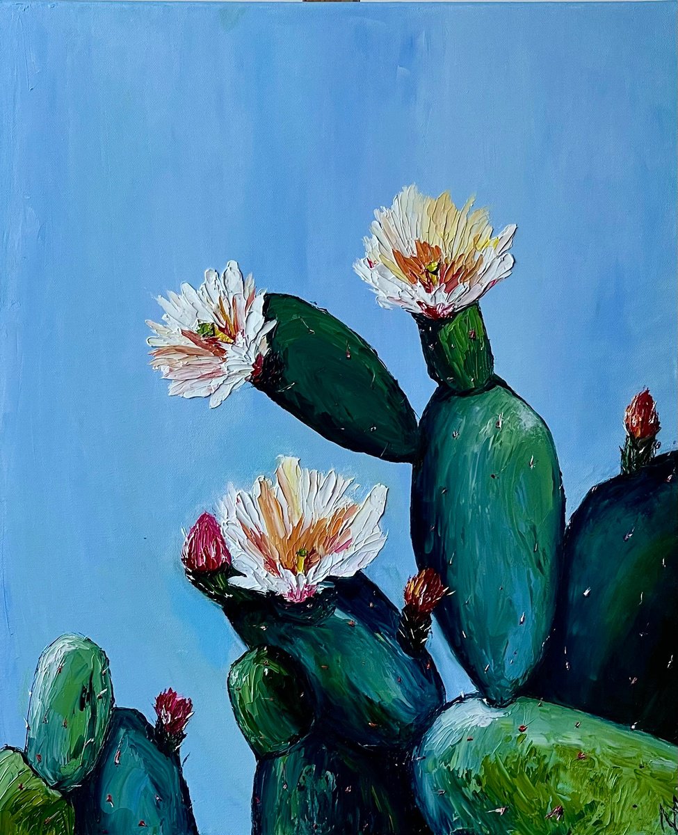 Expressive Botanical Oil Painting By Anastasiia Novitskaya, 20 X 24, Blooming, Original Artwork