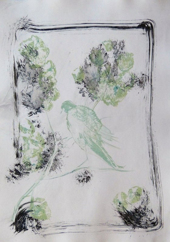 Birds of the park Monceau 2, 41x29 cm