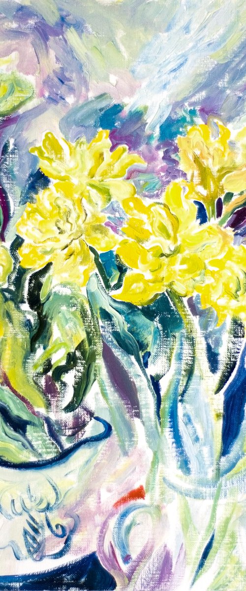 Still lfe with yellow narcissus by Daria Galinski