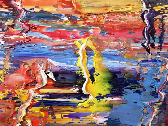 "Go With The Flow" - FREE WORLDWIDE SHIPPING - Original PMS Abstract Oil Painting On Canvas - 36" x 18"