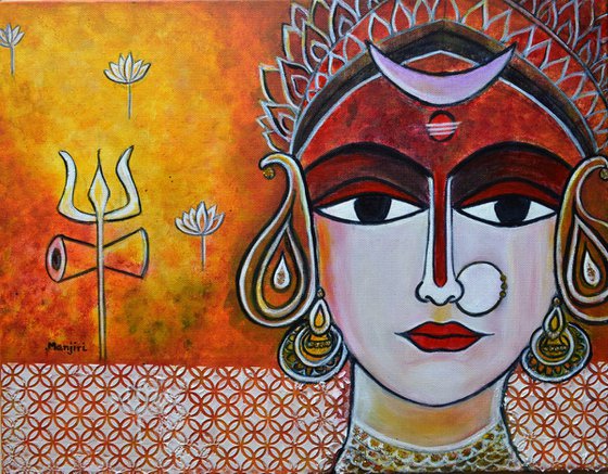 Goddess Parvati, hindu goddess of love, fertility and devotion commissioned art