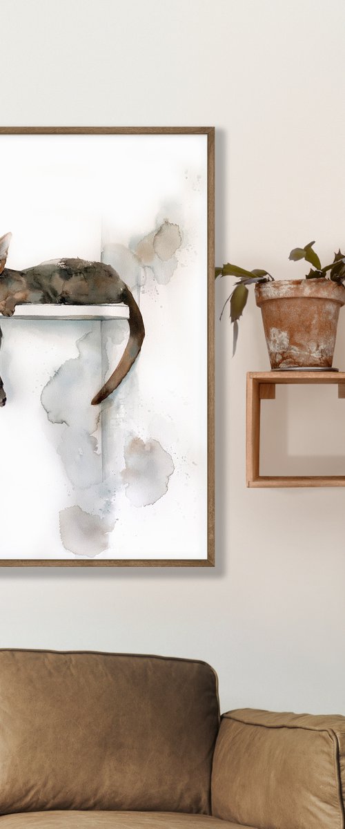 Abyssinian Cat Painting - Perfect Place by Sophie Rodionov