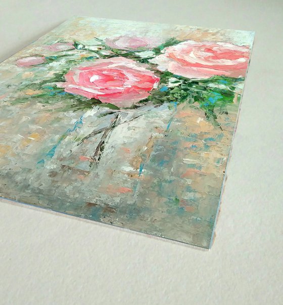 Roses Bouquet Painting Floral Artwork Flower Wall Art