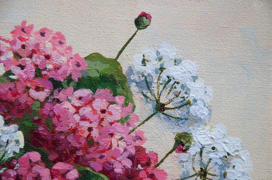 Geranium. Painting. Floral still life. 8 x 8in.